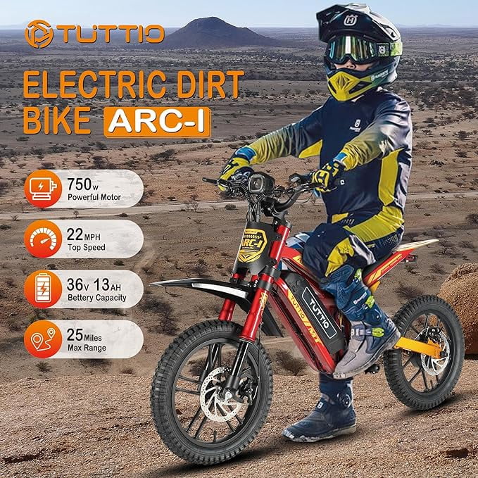 TUTTIO Electric Dirt Bike Combo - Soleil01 & ARC-I, 2000W 48V 21Ah Electric Motocycle for Adult with Max 37mph & 750W 36V 13AH Mini E-Bike for Kids, 2Pcs Family for Parent-Child Riding