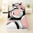 thumbnail image 4 of Castle Fairy Minimalist Circle Twin Sheets 3pcs,Mid Century Ring Shape Bedding,Pink Gray Black White,1 Flat Sheet, 1 Fitted Sheet and 1 Pillowcase, 4 of 7