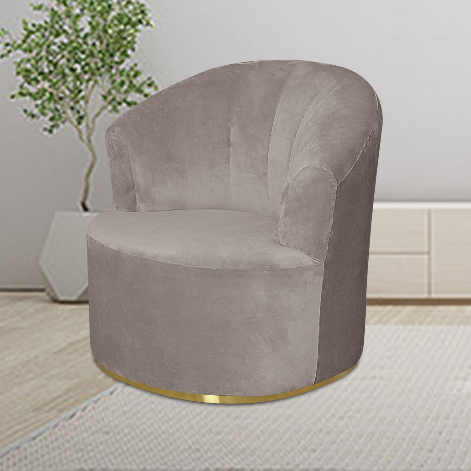 LKJYER Velvet Swivel Barrel Chair Cover, Soft Round Club Armchair Slipcover Modern Accent Chair Slipcover Stretch Single Sofa Cover Washable for Living Room Furniture Protector(Large)