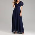 thumbnail image 4 of Women Big Swing V Neck Chiffon Elastic Banquet Bridesmaid Evening Dress, 4 of 6