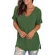 thumbnail image 5 of Blusa de manga larga,Blusa informal de cuello en V y manga corta con mangas enrolladas, mezcla de poliéster y elastano, corte holgado para mujer, sopatenor, 5 of 8