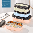 thumbnail image 4 of Fiambrera de acero inoxidable 304 de doble capa para comida rápida, con compartimentos, sellada, a prueba de fugas, para estudiantes y trabajadores de oficina, 4 of 5