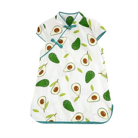 

Toddler Kids Baby Girls Floral Cartoon Dress Cheongsam Party Outfits Summer Princess Short Sleeve Casual Girls Dresses Clothes Baby Outwear
