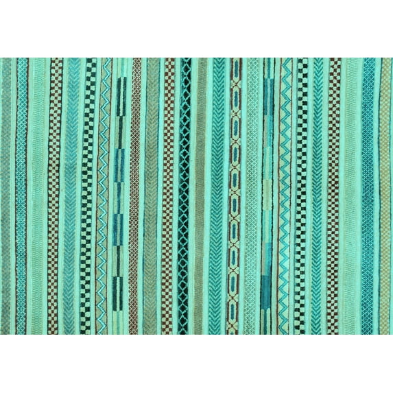 Ahgly Company Indoor Rectangle Abstract Light Blue Modern Area Rugs, 4' x 6'