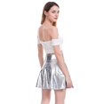 thumbnail image 2 of M Minifaldas plisadas de corte A para mujer, minivestido brillante de cintura alta para fiesta en Club y Bar, de cuero sintético, 2 of 3