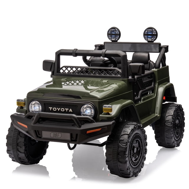 TROPOW Kids Cars Electric Ride On,Kids Ride On Car, Licensed Toyota 12V Ride On Truck Car, Battery Powered Electric Kids Car with Remote Control, Music, LED Lights, Safety Belt for Boys Girls,Green