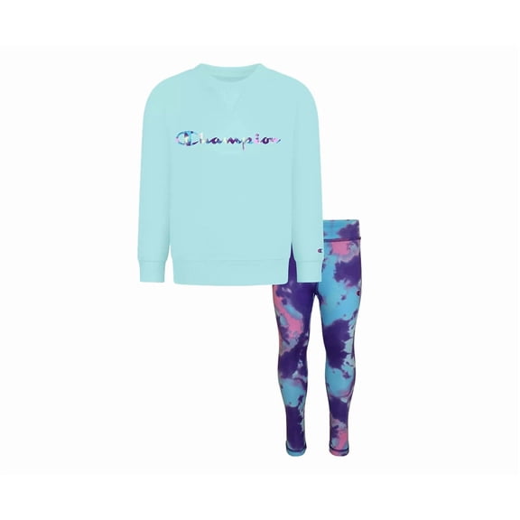 Champion Tie Dye Crew Baby Girls Clothing Set Size 2T, Color: Teal/Multi