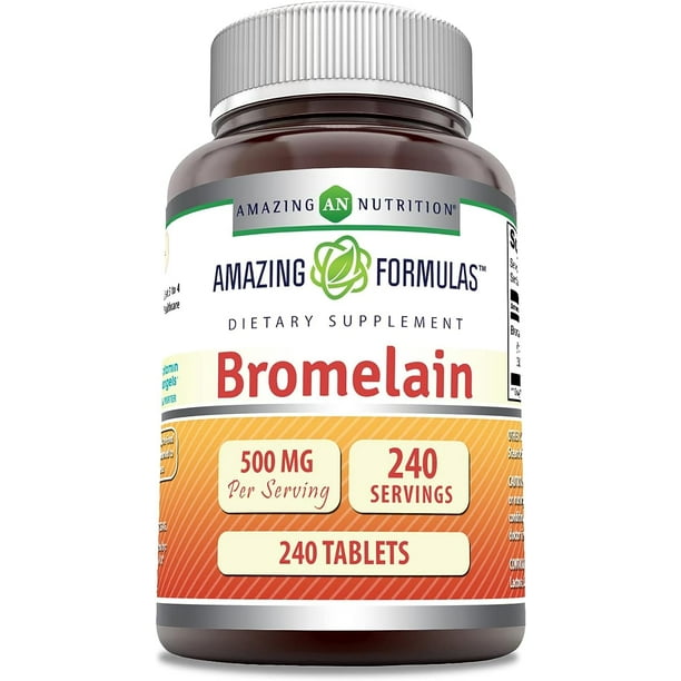 Amazing Formulas Bromelain 500 Mg 240 Tablets Supplement NonGMO