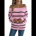 thumbnail image 1 of Suéter de Rayas con Hombros Descubiertos para Mujer, Moda de Otoño, Suéteres de Punto Casuales, Suéter Y2k, Blusas Lindas. Rosa S, 1 of 10
