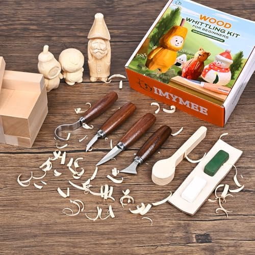 Wood Whittling Kit for Beginners-Complete Whittling Set with 4pcs Wood Carving Knives & 8pcs Basswood Wood Blocks-Perfect Wood Carving Kit Set-Includes Wood Carving Tools for Adults and Kids