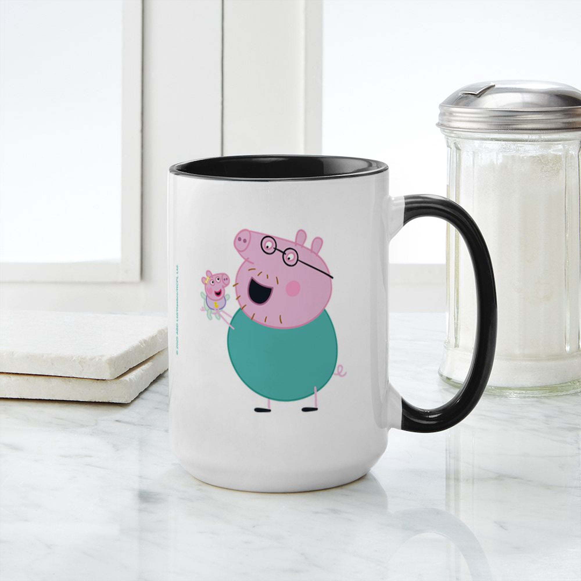 CafePress - Peppa Pig: Daddy Pig & Baby - 15 oz Ceramic Large White Novelty Mug