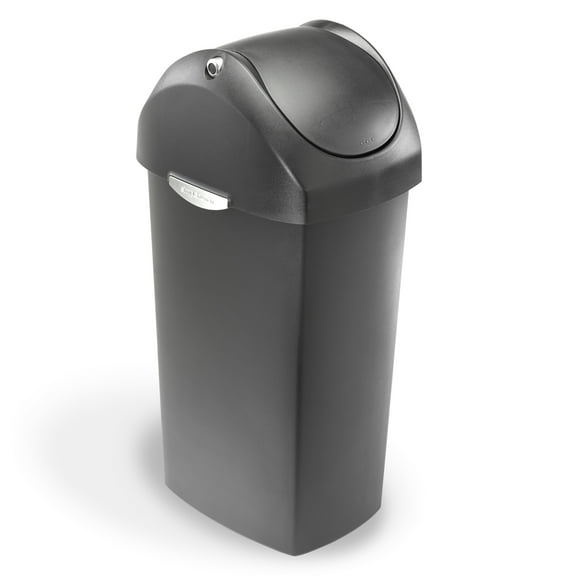 simplehuman Indoor Swing Lid Trash Can Gray Plastic 16 Gal. (CW1335)