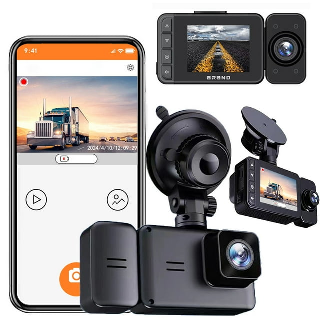 Heliisoer Dash Cam With WiFi 1080P FHD Car Driving Recorder Front And Inside Two Lens Car Cameras HD Infrared Night Vision/G Sensor/Loop Recording/APP Remote Monitoring