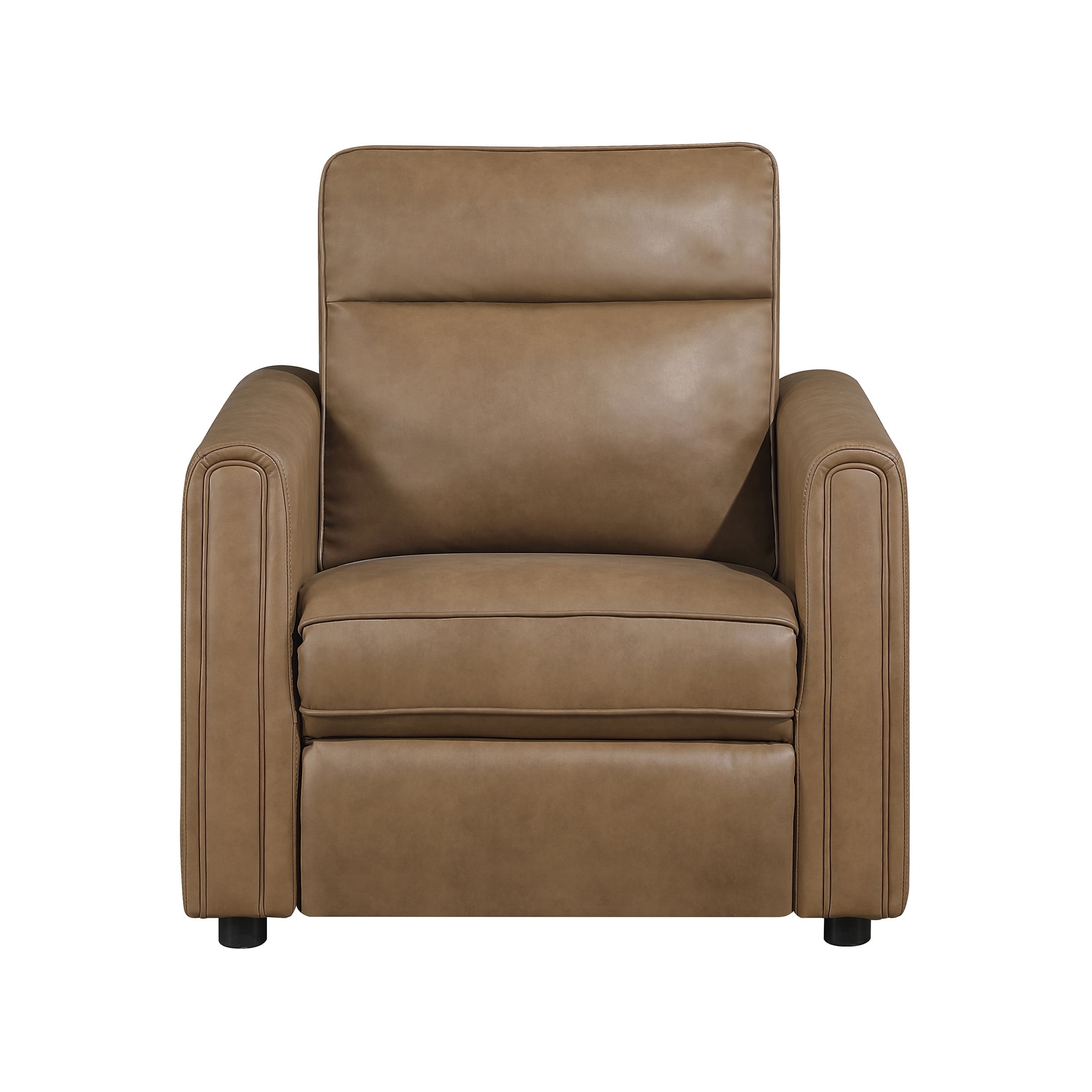 OakvillePark Ardena Faux Leather Power Reclining Chair with Rounded Track Arms, Zero Wall Recliner, Brown