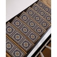 thumbnail image 3 of Navy Blue Boho Stair Treads for Wooden Steps Indoor Runner Rug Carpet, Contemporary Abstract Ethnic Vintage Geometric 4 Pieces Peel and Stick Staircase Step Treads Covers Washable Door Mats 30"x8", 3 of 5