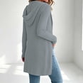 thumbnail image 6 of Sweatshirt for Women Soft Cozy Ribbed Knit Zip Up Hooded Coat Side Pockets Drawstring Hood Home for Lounge Travel Layering | TruBelle,Gray L, 6 of 7
