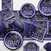 Creative Converting Class of 2022 Purple Graduation Party Supplies Kit 129 piece