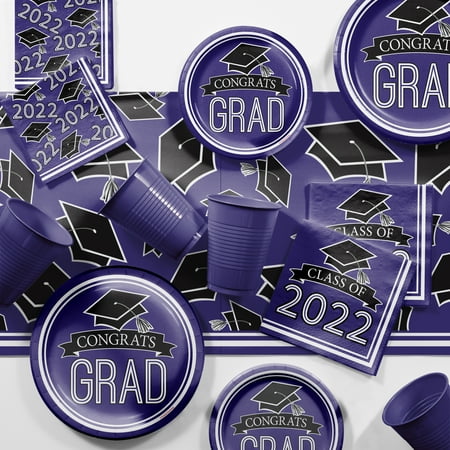 Creative Converting Class of 2022 Purple Graduation Party Supplies Kit 129 piece