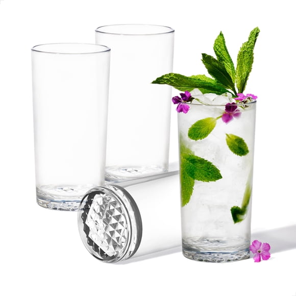 TOSSWARE Reserve 14oz Highball, Ensemble de 4, Verres à Cocktail en Plastique Incassables en Tritan Compatibles Lave-Vaisselle et Résistants à la Chaleur