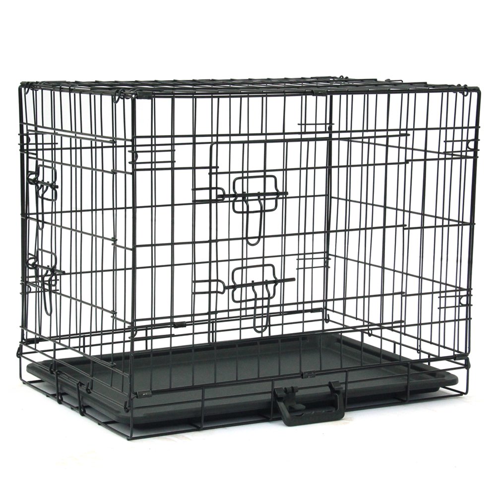 Dog Crate Medium Dog Crate, 30.5'' x 19'' x 21.85" Double Door Folding