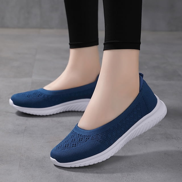 Mujeres tejidos zapatos para caminar resbalando zapatillas livianas zapatos planos de zapatillas de zapatillas para caminar para al aire libre