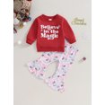 thumbnail image 3 of Christmas Outfits Toddler Letter Print Long Sleeve Sweatshirts + Plaid Flare Pant Sets 6M 9M 12M 18M 24M 3Y Kids Autumn Clothes, 3 of 10