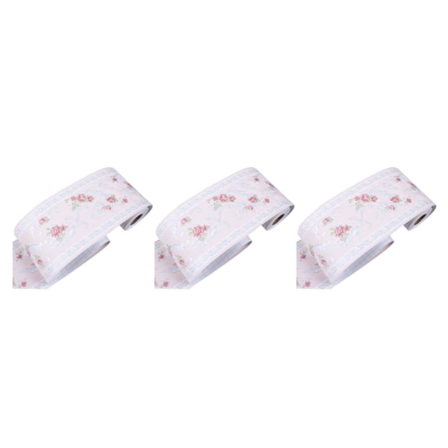 Thinsony PVC Wall Borders Sticker Instantly Change Look Of Any Room Personalized Home Style Creative pink floret 3Set