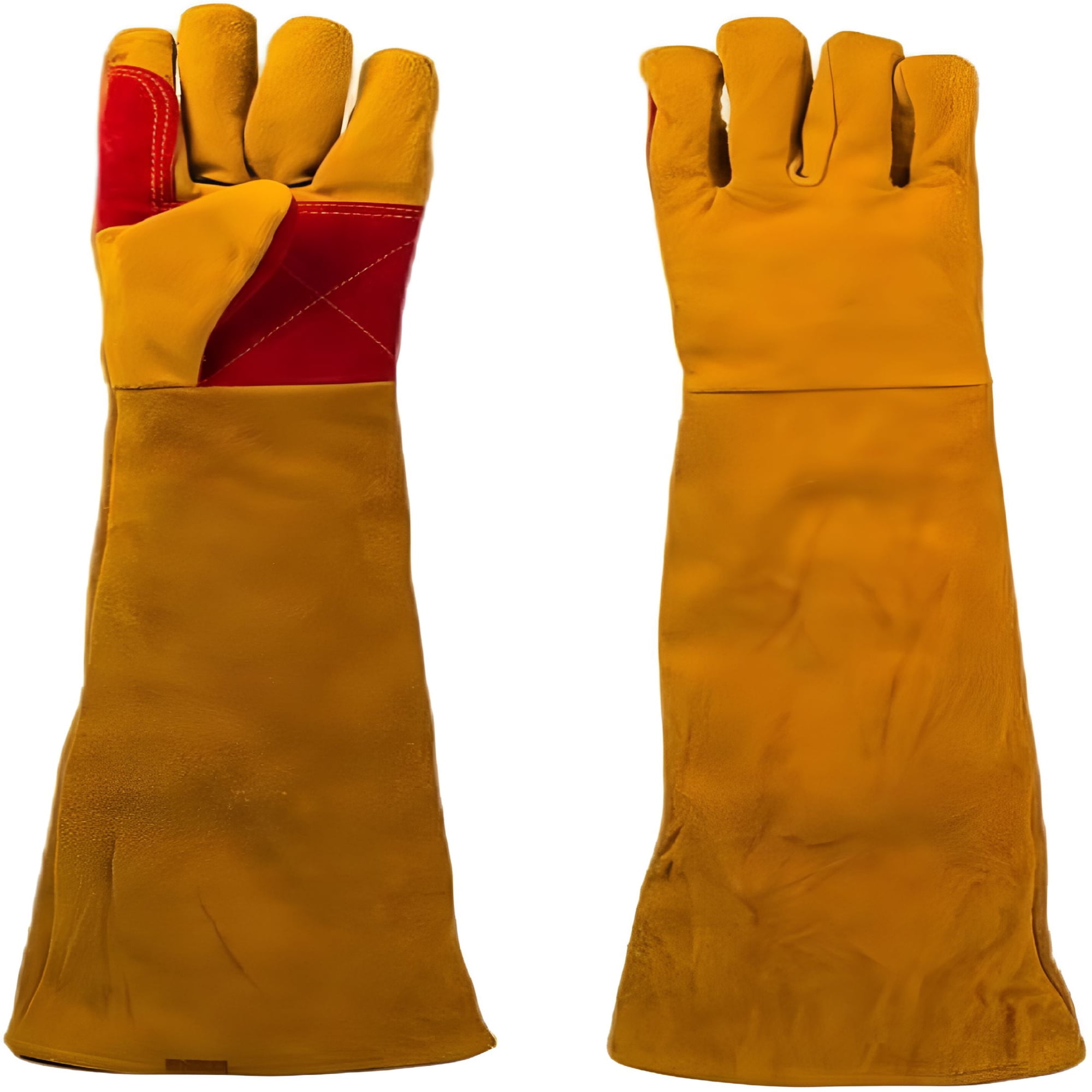 TELOLY Gloves 23.6inch Long Sleeves Leather Welding Gloves Heat And Wear Hand Protectors Fire Boot Tools Gifts For Men Dad