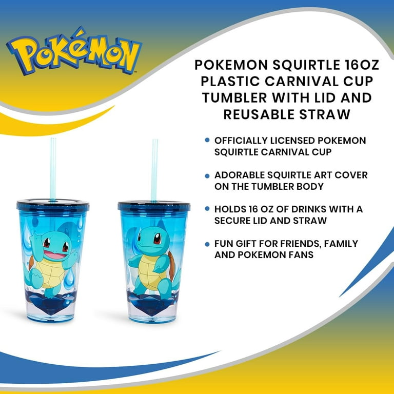 Pokemon inspired Personalized Plastic Tumbler Cup w/ Lid & Straw