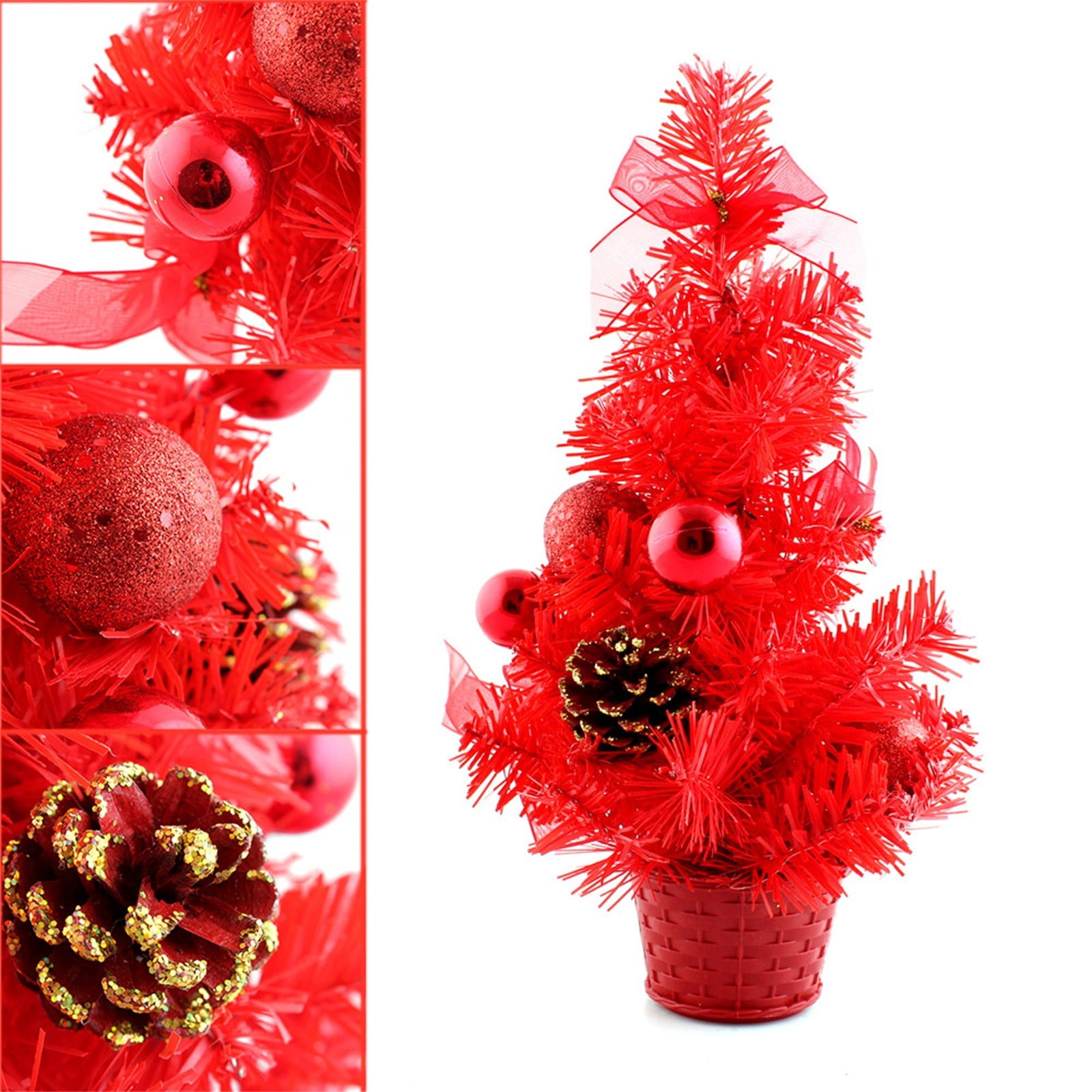 Mini Christmas Tree Flower Table Decor Festival Ornaments Xmas Gift Accessory 