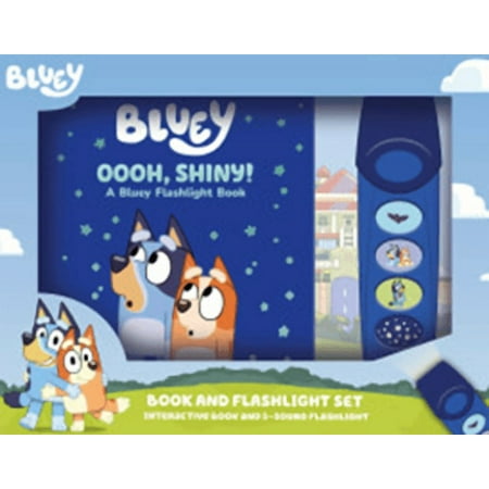 bluey: oooh, shiny! book and 5-sound flashlight set (hardcover)