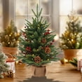 thumbnail image 5 of Small Christmas Tree Tabletop Artificial Mini Christmas Tree Decorations with Holiday Ornaments Red Berry Pine Cone and Base Greenery for Home Indoor Fireplace Mantel Xmas Decor, 5 of 6