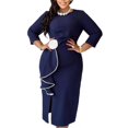 thumbnail image 1 of Women's Frilled 3D Flower Ruffle Bodycon Dress Pleated Casual Mini Swing Dresses, 1 of 4