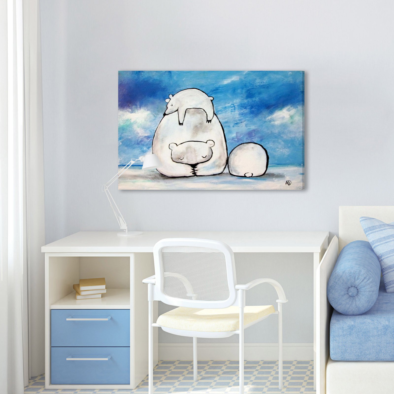 Marmont Hill "Sleepy Polar Bears" by Andrea Doss Painting Print on Wrapped Canvas