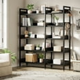 thumbnail image 3 of GloryStar 5-Tier Corner Bookshelf, Convertible L-Shaped Bookcase with Industrial Metal Frame, Multi-Functional Storage Shelf for Living Room, Home Office, Study, 3 of 8