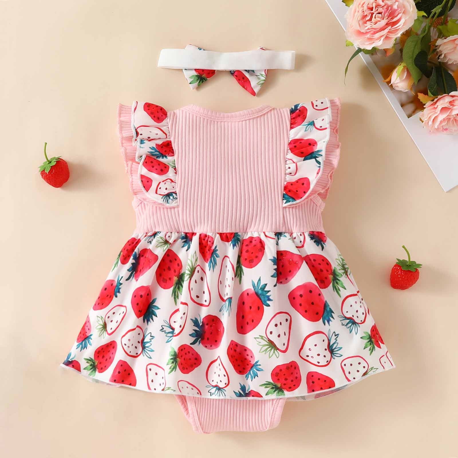 Baby girl top strawberry romper