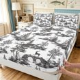 thumbnail image 4 of Manfei Woodland Moose Queen Sheets, Countryside Botanical Queen Sheet Sets, White Gray, 4pcs, 1 Flat Sheet, 1 Fitted Sheet and 2 Pillowcases, 4 of 6