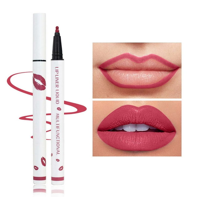 Crayon Contour des Lèvres Liquide Longue Tenue 0,6 ml Stylo Crayon Contour des Lèvres Liquide Marqueur Teinture pour Lèvres 2 en 1 Rouge à Lèvres Crayon Contour des Lèvres Séchage Rapide Rouge à Lèvres Liquide Longue Tenue