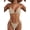 Tan, variant on Women's Bikini Sets Textured Halter String Two Piece Swimsuits Lace Up Tie Side Bathing Suits Beachwear
