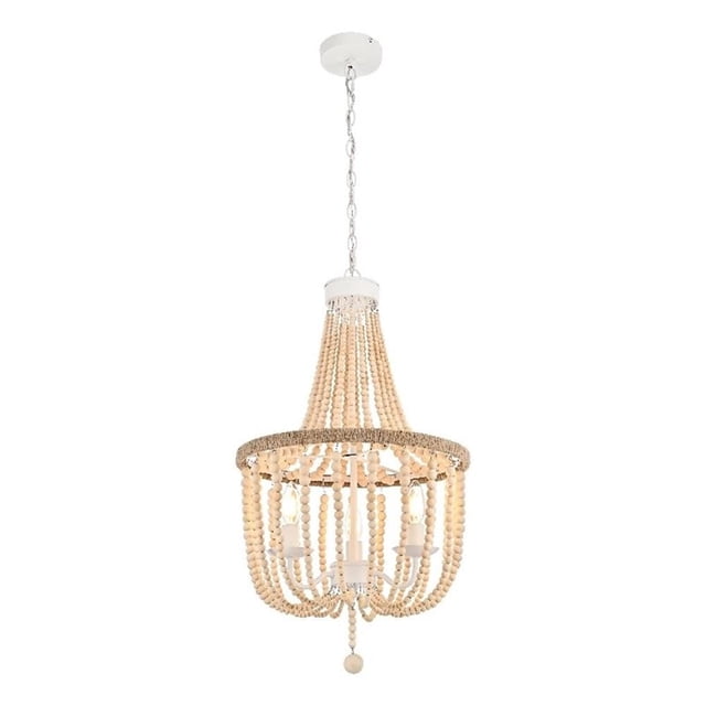 Colgante Light Fixture Living District Jolie con cuentas de 16 pulgadas, color beige