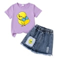 thumbnail image 4 of BOBOGOJP Girls Summer Clothes Butterfly Print Short Sleeve Tops Denim Skirt Shorts Set Cute Outfits Kids Girls 6-12Y, 4 of 4
