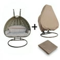 thumbnail image 4 of Island Gale® Luxury Comfort 2 Person Outdoor, Patio, Hanging Wicker Swing Chair (X-Large Plus, Latte Chair with Latte Cushion+Free Cover $128 Value), 4 of 8