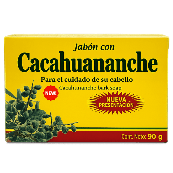 Authentic Cacahuananche Soap - 3.17 oz (90g) - Traditional Mexican Hair & Scalp Revitalizing Bar - 100% Natural Botanical Cleanser for Hair Strength & Shine