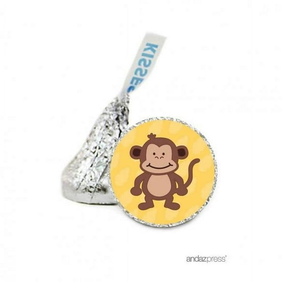 Monkey  Animals & Shapes Hershey´s Kisses Baby Shower Stickers, 216-Pack
