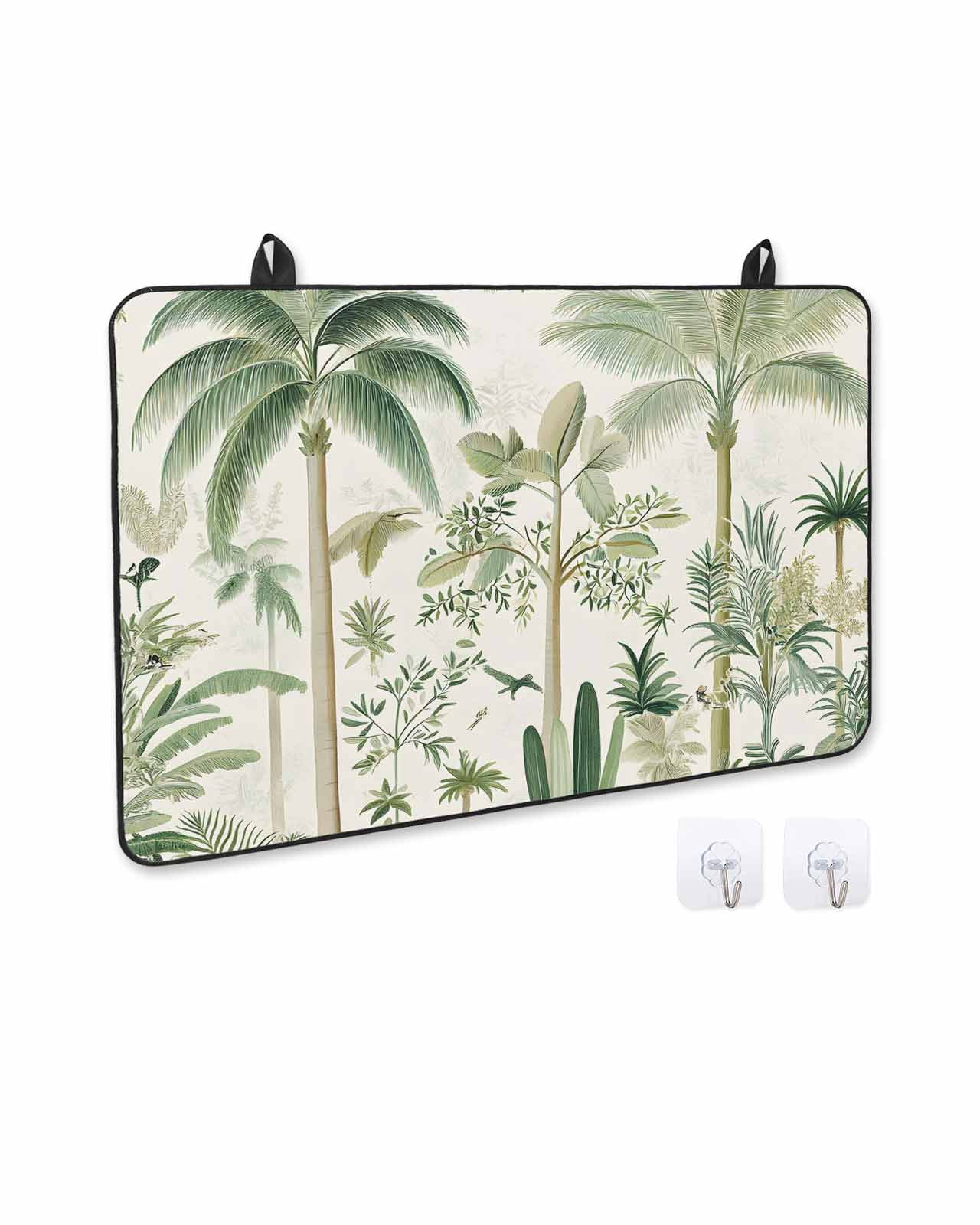 nqOlkjepod Large Induction Cooktop Protector Mat 28.5"x20.5", Green Palm Tree Stove Top Covers for Electric Stove, Summer Beach Cactus Decorative Stove Burner Cover Mats, Glass Top Stove Cover