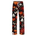 thumbnail image 6 of Zydvens Women Halloween Pajama Pants Wide Leg Lounge Wear with Pockets Soft Elastic Waist Drawstring Sleepwear Bottoms Cute Cartoon Cat Pumpkin Costume Cosplay Party S-3XL, 6 of 7