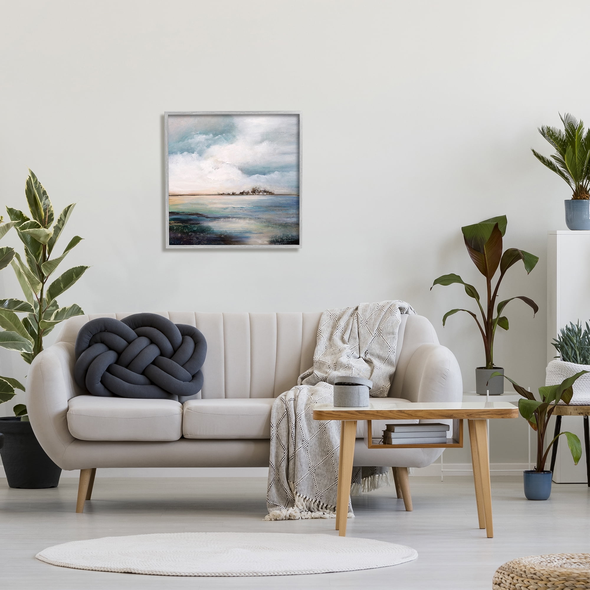 Stupell Industries Mellow Island Landscape Deep Dark Waters Cloudy Sky, 24 x 24, Designed by Karen Hale