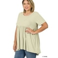 thumbnail image 2 of Zenana Women & Plus Round Neck Brushed DTY Short Sleeve Ruched Tunic Blouse Top, 2 of 2