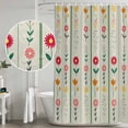 thumbnail image 5 of Green Spring Floral Shower Curtain, Waterproof Shower Curtains for Bathroom, Colorful Summer Flowers Vintage Botanical Washable Fabric Bathtub Curtain Set Bath Decor with 12 Hooks Extra Long 72"x96", 5 of 8