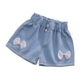 thumbnail image 2 of LYMAYTER 3-13 Years Girls Jeans Shorts for Kids Soft Elastic Waist Denim Shorts Pants Toddler Summer Cotton Shorts for Girls, 2 of 9